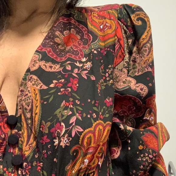 Zara Long Print Boho Button-Up Multicoloured Dress - Picture 8 of 14